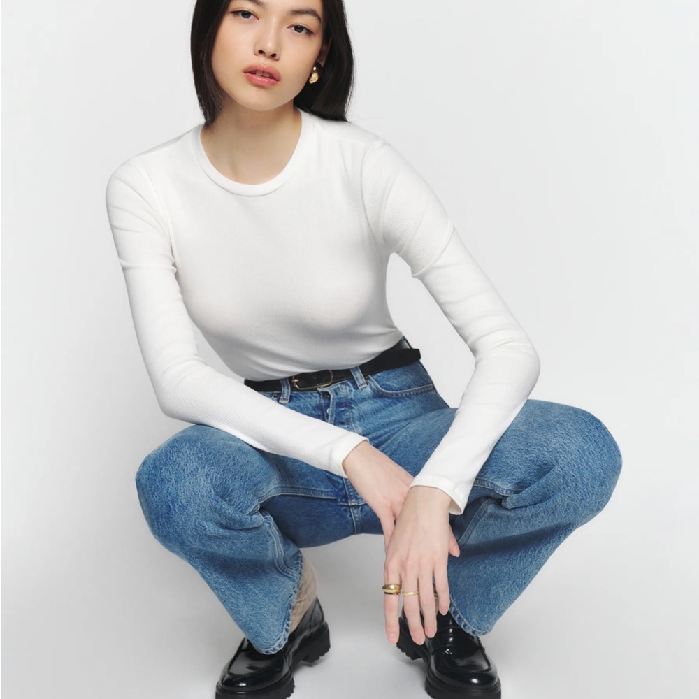Reformation Ribbed Long Sleeve Top